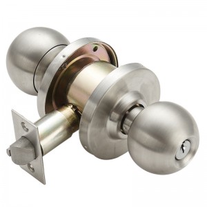 7204 Dörrvred Cylindrical Lock Keyed Entry Function Exterior Satin Chrome Finish, ANSI/BHMA Grad 2 Commercial Door Knob For Heavy Duty Use