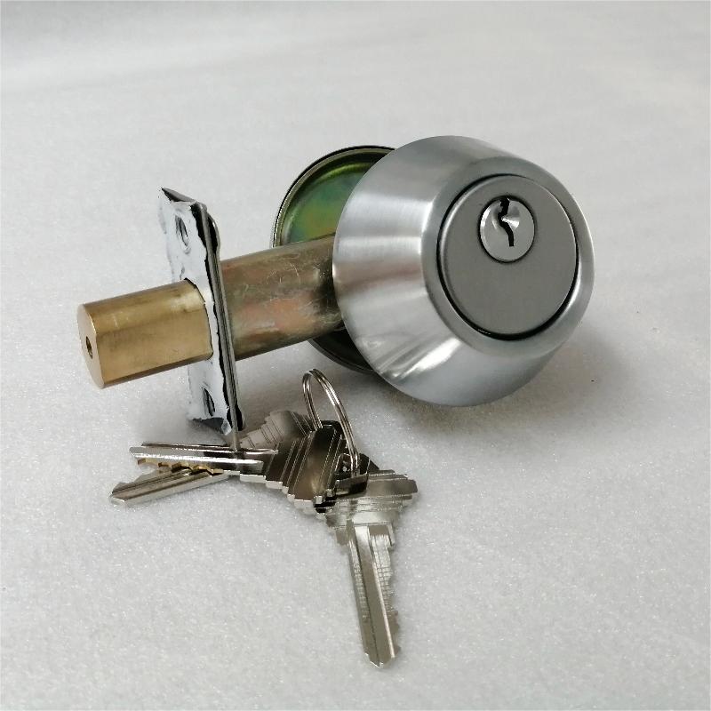 3502 Zinklegering högkvalitet encylinder deadbolt lås-satinnickel, modern runddörrknopplås