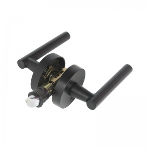 R7506 Svart dörrhandtag med modern modern smal rund design för sovrum eller badrumsintegritet,nyckelfri dörrlås